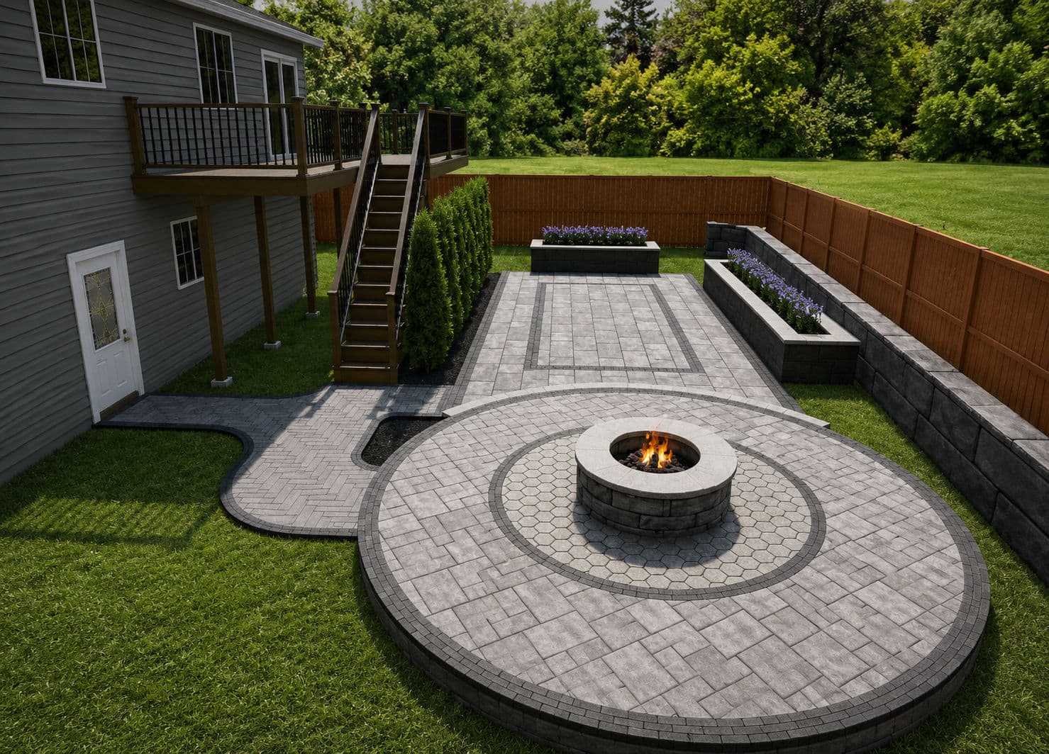 Gallery photos for Unilock Paver Patio with Fire Pit in Hartland: Image #2