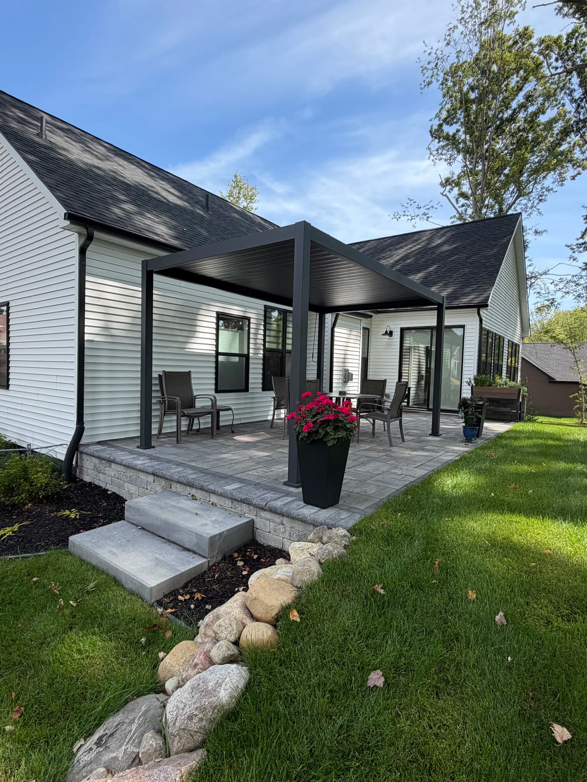 New Build Backyard Done Right - Paver Patio, Pergola, and Full Landscape Install image