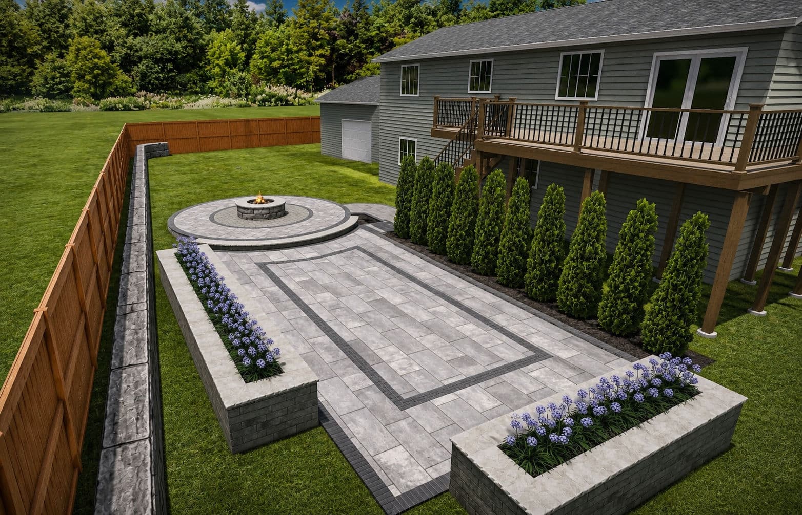 Unilock Paver Patio with Fire Pit in Hartland image