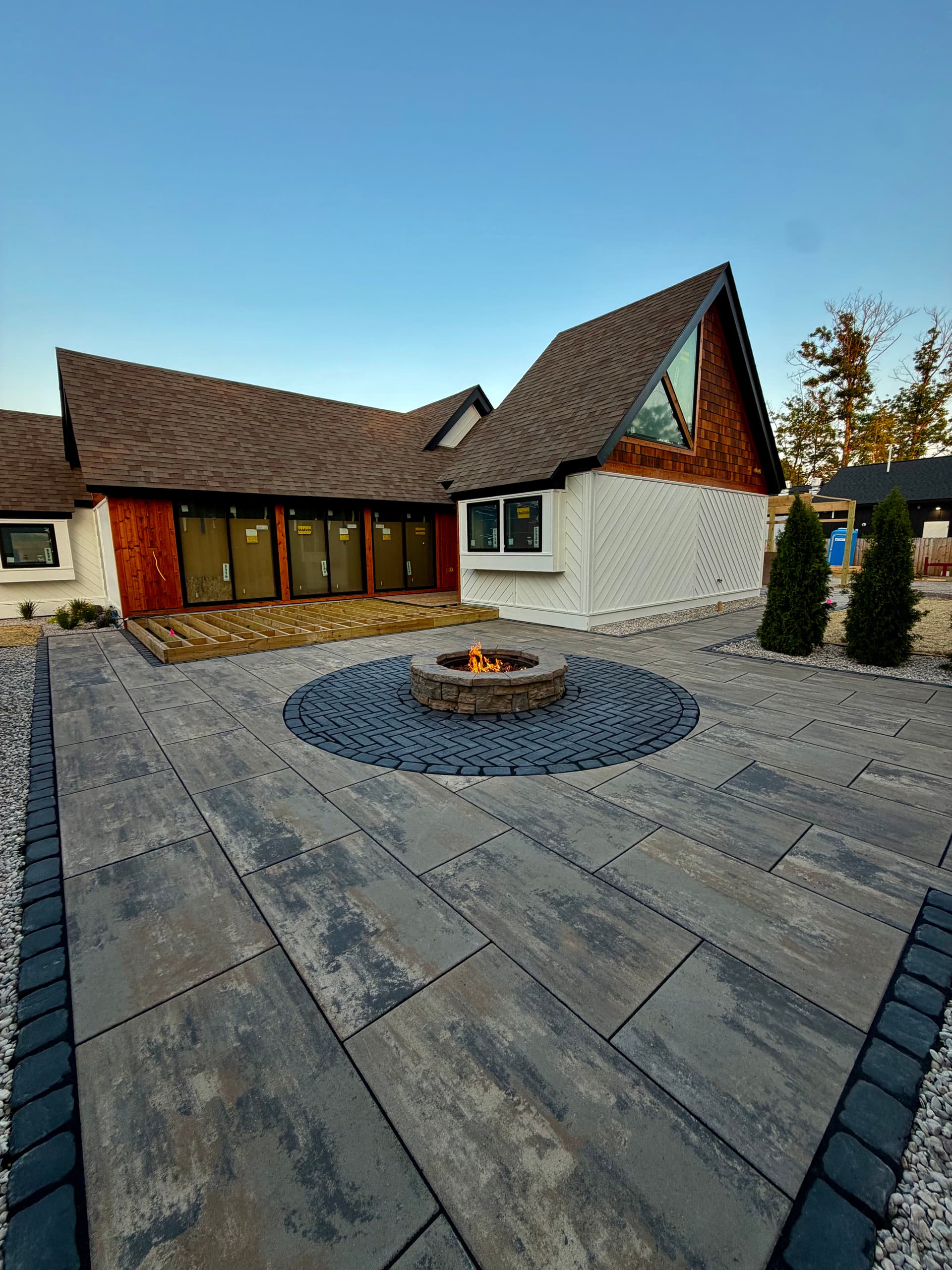 Gallery photos for Unilock Beacon Hill XL Patio with Gas Fire Pit in Glen Arbor: Image #1