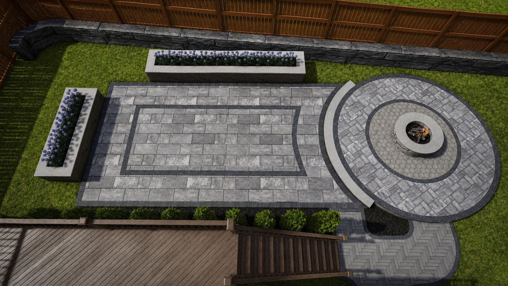 Gallery photos for Unilock Paver Patio with Fire Pit in Hartland: Image #1